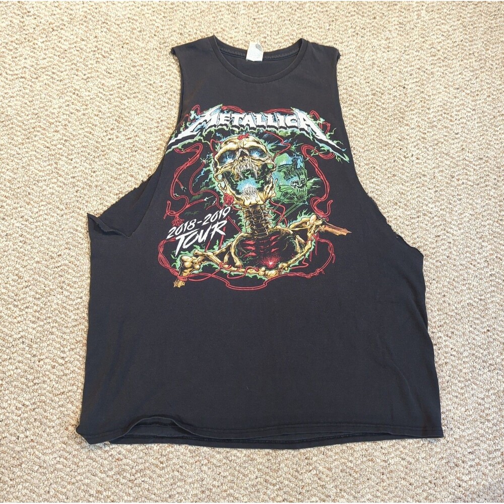 Metallica 2018 2019 Concert Tour T Shirt Mens XL Sleevless Cut off Skeleton